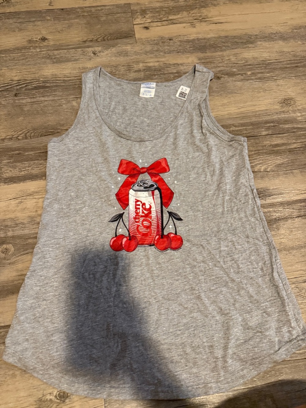Port and Company Gray Tank Top with Red Cherry Soda Graphic